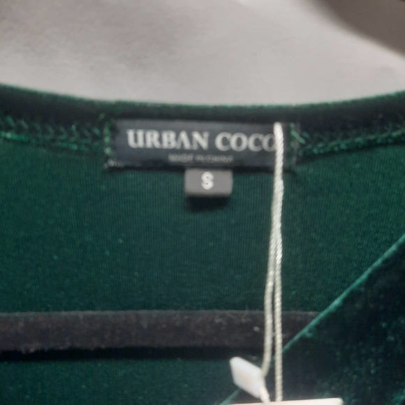 NWT Urban Coco Green Velour Long sleeve empire waist Maxi Christmas Gown Dress 8 - Picture 4 of 9